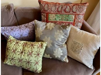 Five Throw Pillows: Vintage, Silk, Indian & More