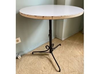 Vintage Adjustable Metal Pedestal Bistro Table With Formica Top