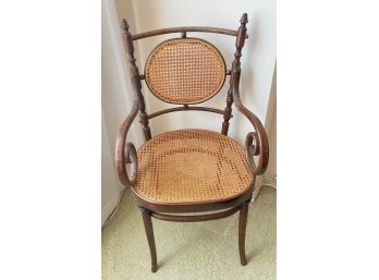 Vintage Wood & Caned Armchair, 1970s