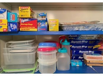 Reynolds Wrap Foil, Ziploc Bags, Storage Containers & Other Kitchen Supplies, Some Partially Used