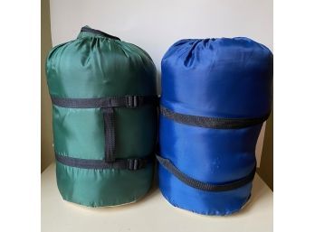 Two Camping Sleeping Bags, Intex Electric Air Pump & Flashlights