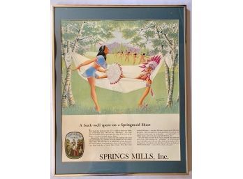 Vintage Spring Mills Advertising Pin-Up Poster For Springmaid Sheets, 1948
