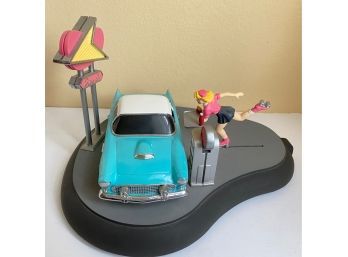 Vintage Franklin Fabulous Fifties Drive In Mechanical Bank Ford Thunderbird, 1992
