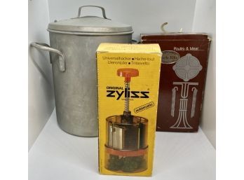 Vintage Kitchen Gadgets: Lobster Steamer, Zyliss Chopper & Vertical Meat Roaster