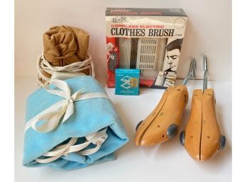 Vintage Linen Tester, Clothes Brush, Shoe Stretchers & Heating Pads