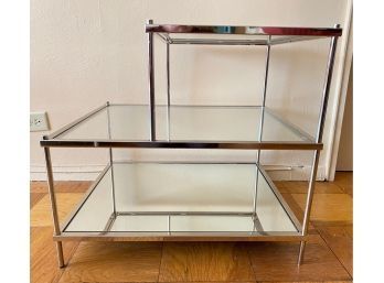 West Elm Three Level Glass, Mirror & Chrome Side Table
