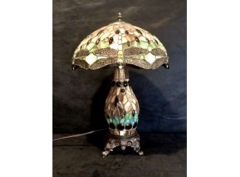 Tiffany Style Dragonfly Lamp With Clawed Feet