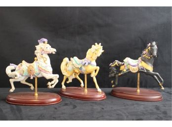 Three Lenox Carousel Horses 1989,1990 And 1993