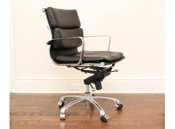 SOHO Soft Pad Management Black Leather And Chrome Chair  ($300 Retail)