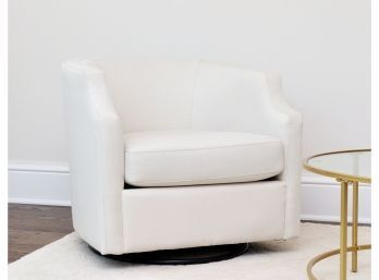 2 Of 2 Back Creek Capital Inc. Ivory Linen Weave Glide Swivel Barrel Club Chair