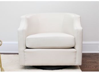 1 Of 2 Back Creek Capital Inc. Ivory Linen Weave Glide Swivel Barrel Club Chair