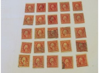 Lot Of 25 Loose George Washington 2 Cent Red Stamps