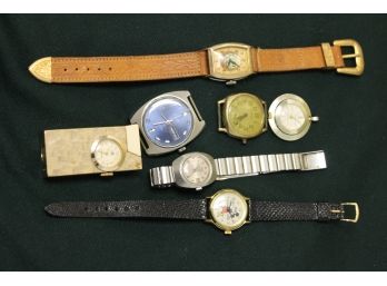 Mixed Lot Of Vintage Estate Watches And Clock Lighter