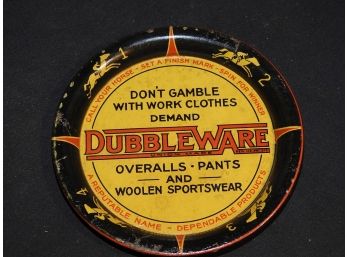 Rare Old Dubble Ware Jeans And Overalls Metal Advertising Tray