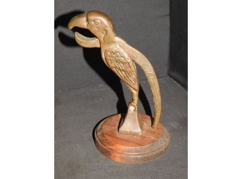 Old Brass/Bronze Bird Nutcracker On Wooden Base
