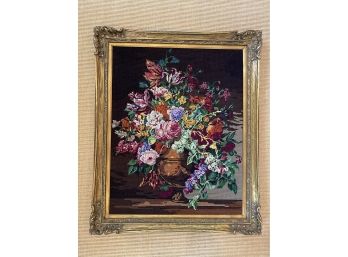 Floral Needlepoint Framed Hanging Wall Art