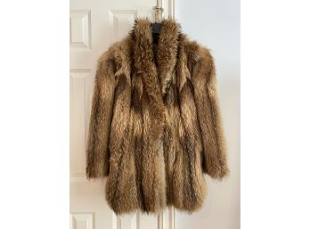 Women's Shawl Collar Fox Fur Coat With Satin Lining - Approximately Size Womens Large