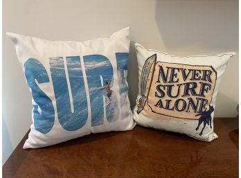 Pair Of Surf Motif Printed Accent Pillows