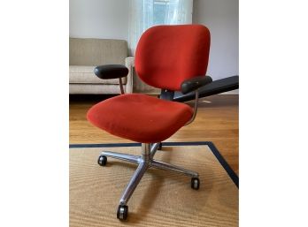 Vintage High Quality Bright Burnt Red/Orange Rolling Office Desk Chair