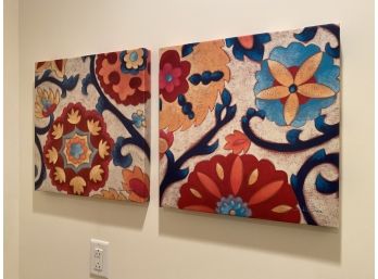 Chariklia Zarris Suzani Splendor Batik Inspired Abstract Printed Canvas Wall Hangings