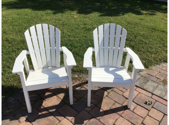 Seaside Casual Furniture, Pair Of White Resin Adirondack Chairs, Heavy