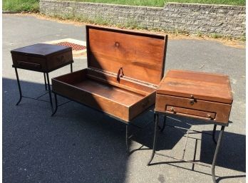 Restoration Pieces - Coffee Table Storage Trunk And 2 Storage End Tables