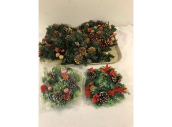 Lot Of 8 Christmas Candle Wreath's