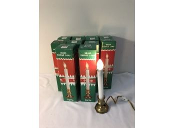 Lot Of 8 Brass Candle Lamps 11' T