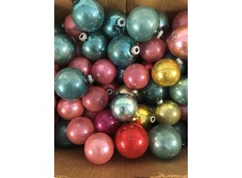 Box Of Vintage Shiny Bright Ornaments (made In The USA)