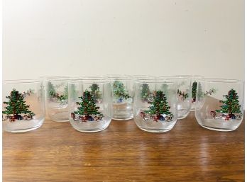 Set Of Vintage Christmas Glasses