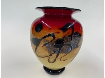Michael Nourot Scarlet Nora Art Glass Vase