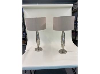 Pair Of Tall Mercury Glass Lamps