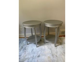 Pair Of Pier One Silver Painted Wood Tables
