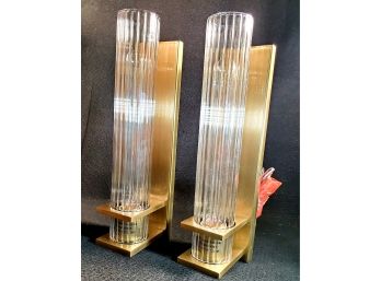 Pair Of New Hudson Valley Sperry Aged Brass Wall Sconces