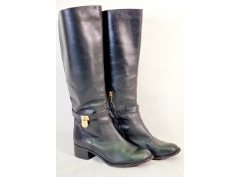 Michael Kors MK - Women's Tall Black Leather Riding Boots - Size 8M