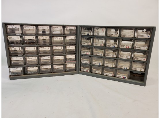Work Shops Plastic Storage Nut & Bolt Organizer Drawers - Some With Contents