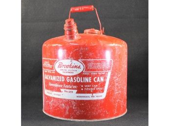 Vintage Brookins Service Center Galvanized Gasoline Can No. 695 Big Five Gallon Size