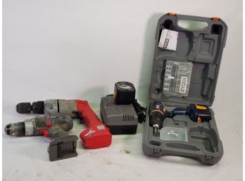 Assortment Of Drills & Battery Charger - Milwaukee, Porter Cable & Ryobi