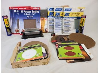 Sand Paper Sheets & Discs & Smith's Tri Hone Sharpening Stone Mixed Lot