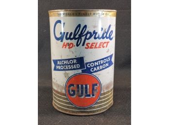 Vintage Gulf Gulfpride HD Select Motor Oil Can