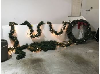 Pre-lit Holiday Wreath And Swags