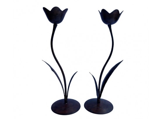 Complimenting Flower Taper Holders (Pair)