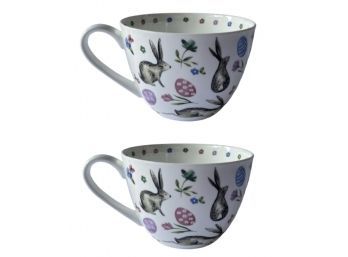 Pair Of Fine China 'Happy Easter' Bunny Mugs