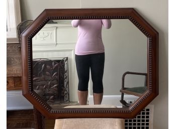 Octagonal Wooden-Framed Mirror