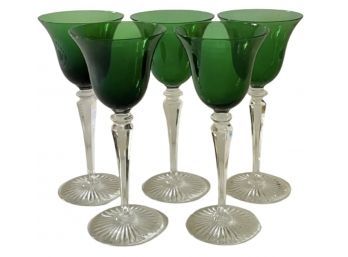 Green & Clear Crystal Wine Glasses (Set Of 5)