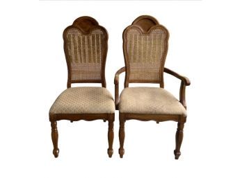 Pair Caned Back Chairs