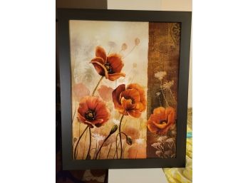 Asian Style Red Floral Painting