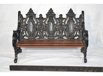 Victorian Style Wrought Iron And Wooden Slat Doll Bench