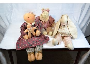 Country Folk Art Doll Trio