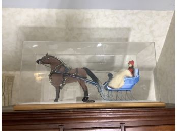 Horse Drawn Blue Sleigh In Display Box